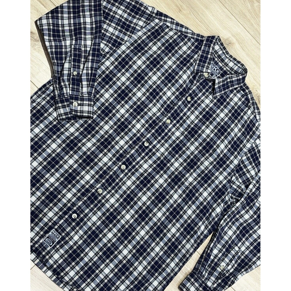 BKE Sanded Chambray Mens Button Up Med. Long Sleeve Plaid‎ Shirt Authentic Style